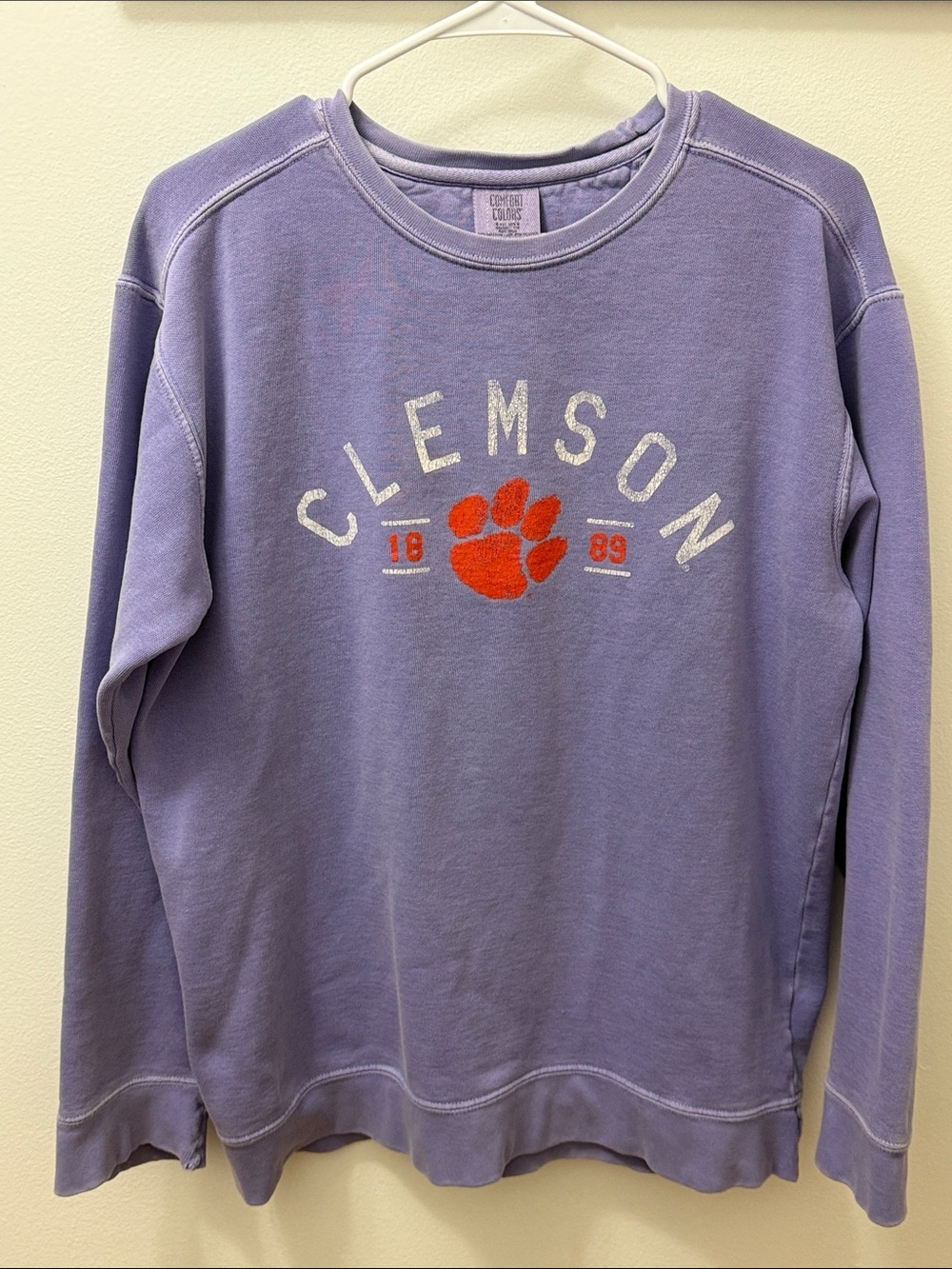 Comfort Colors Lavender Crewneck Sweatshirt with Orange Paw